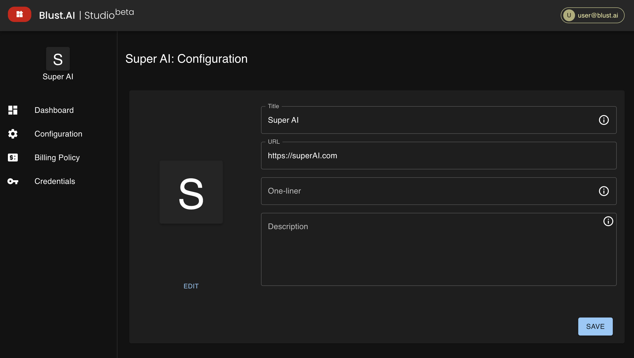 Configuration Blust AI Studio Documentation Hub